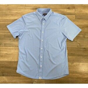 Born Primitive Mens XL Sky Blue Performance Short Sleeve Button Stretch Shirt